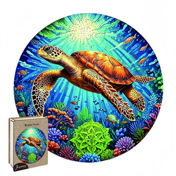 Animal Shaped Wooden Jigsaw Puzzles Sea Turtle Ocean