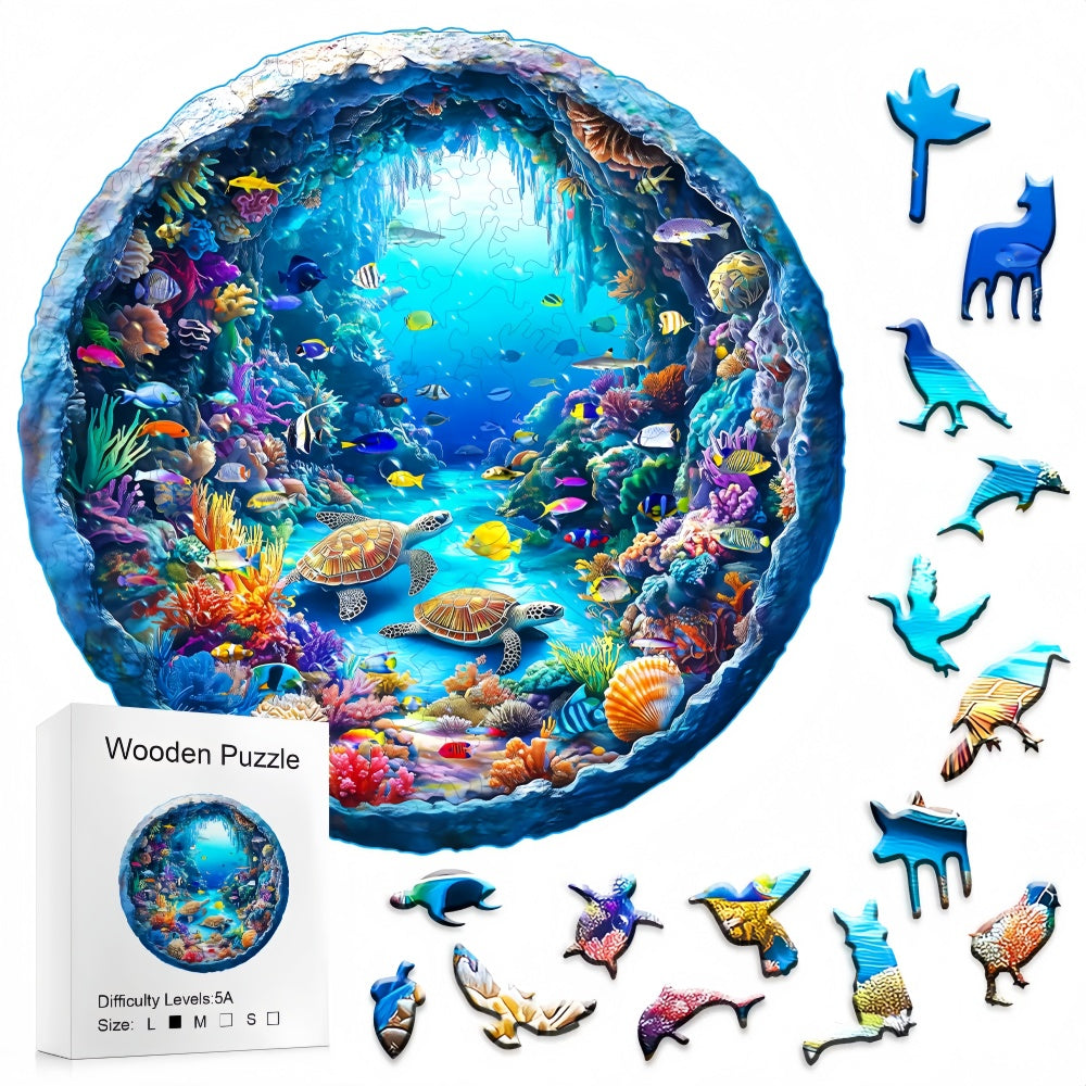 3D Cave Ocean World Wooden Jigsaw Puzzle-Unique Gifts