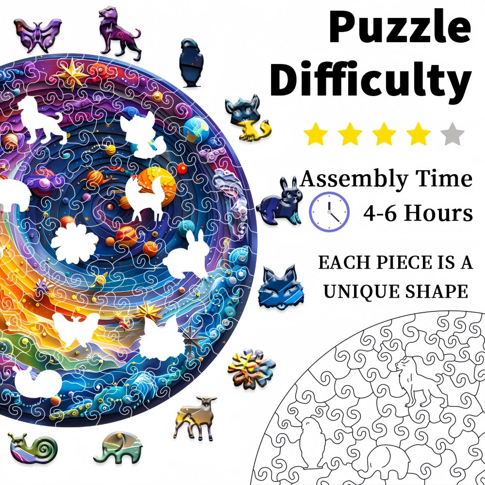 3D Space Wooden Jigsaw Puzzle - Unique Shape Puzzles