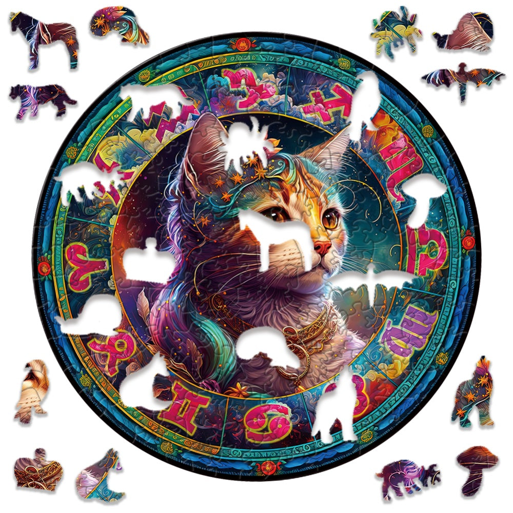 Colorful Mandala Unique Cat Wooden Jigsaw Puzzles