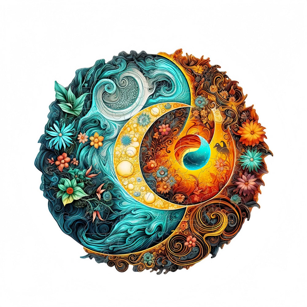 Yin Yang Flowers Nature Wooden Jigsaw Puzzles