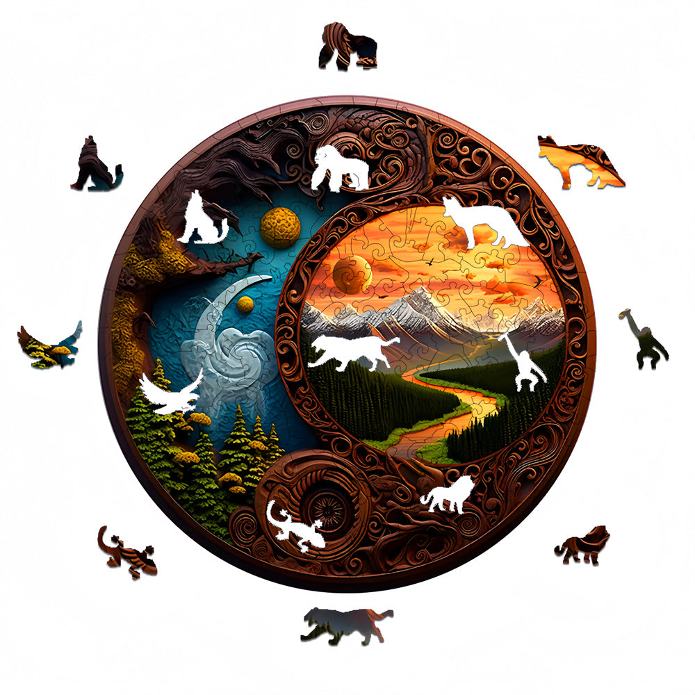 Yin Yang Mountains Rivers Sun Moon Jigsaw Puzzles