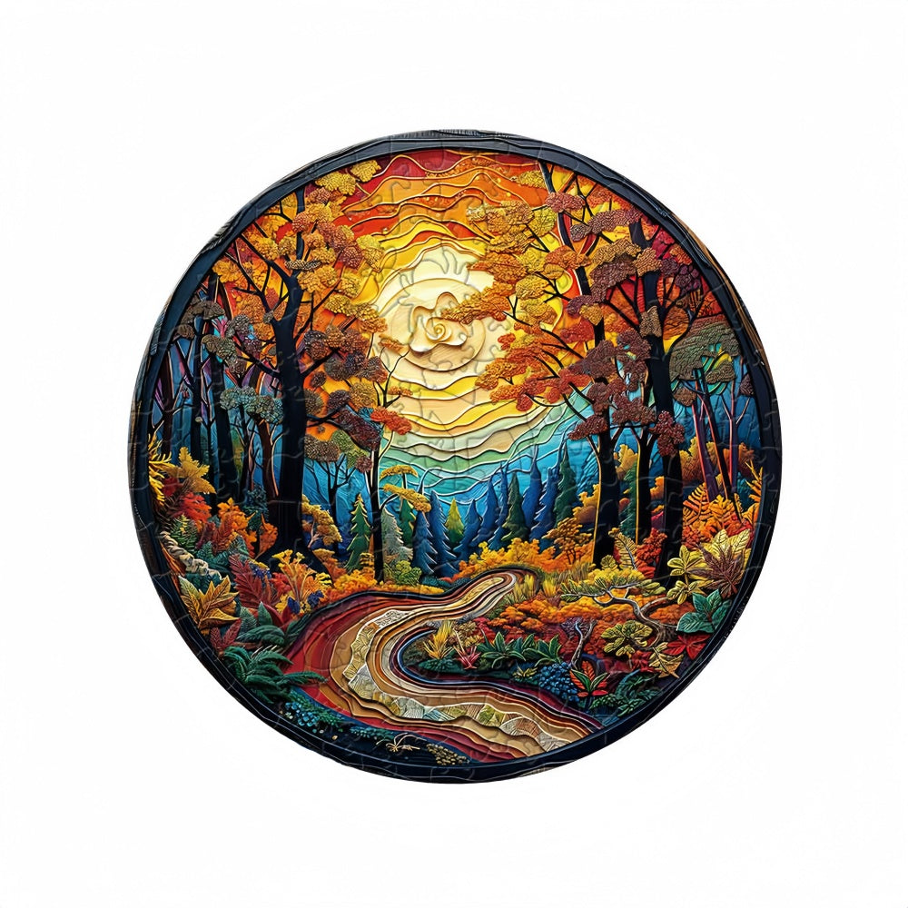 Autumn Sunset-Irregular Shape Wooden Jigsaw Puzzle