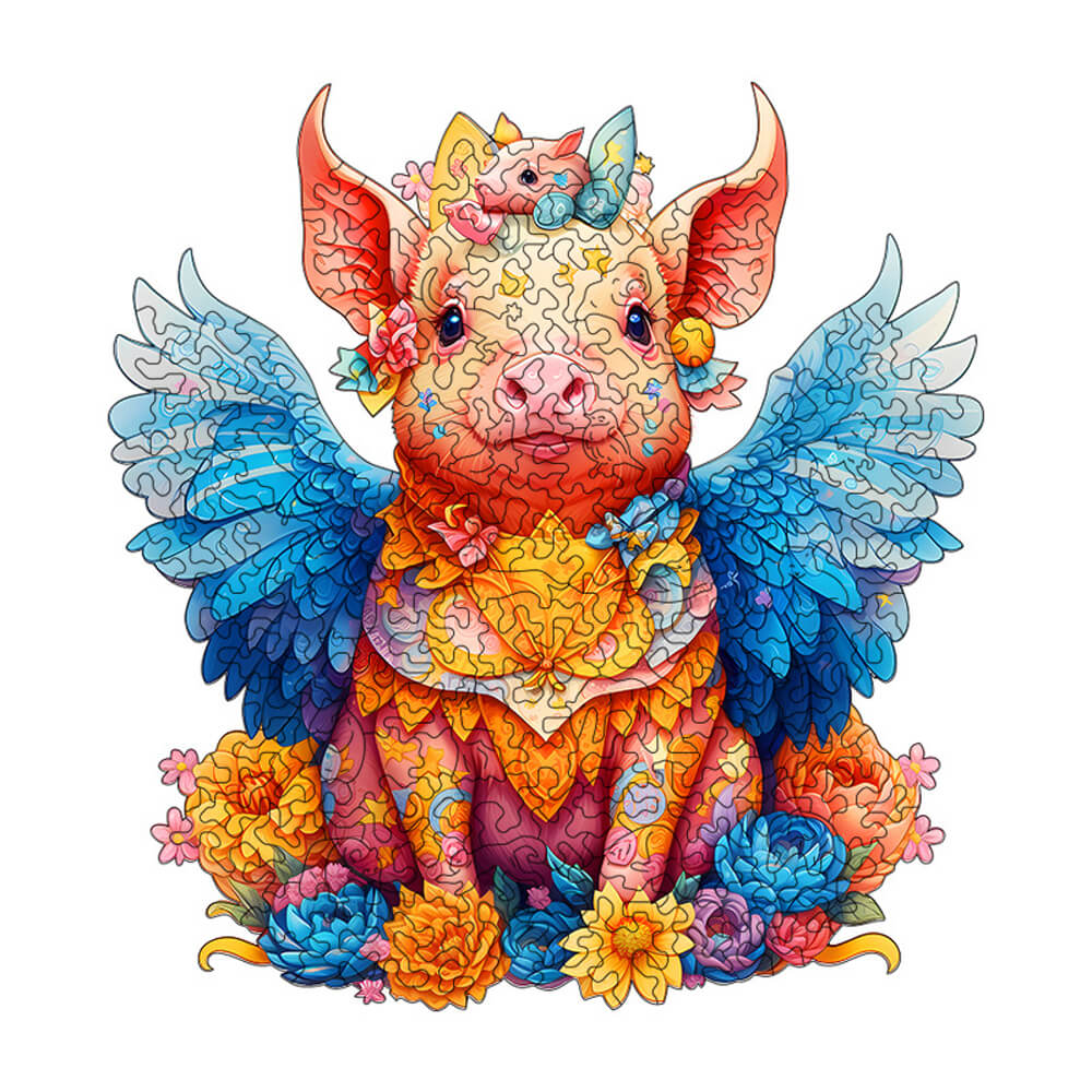 Flying Pig Wooden Jigsaw Puzzle