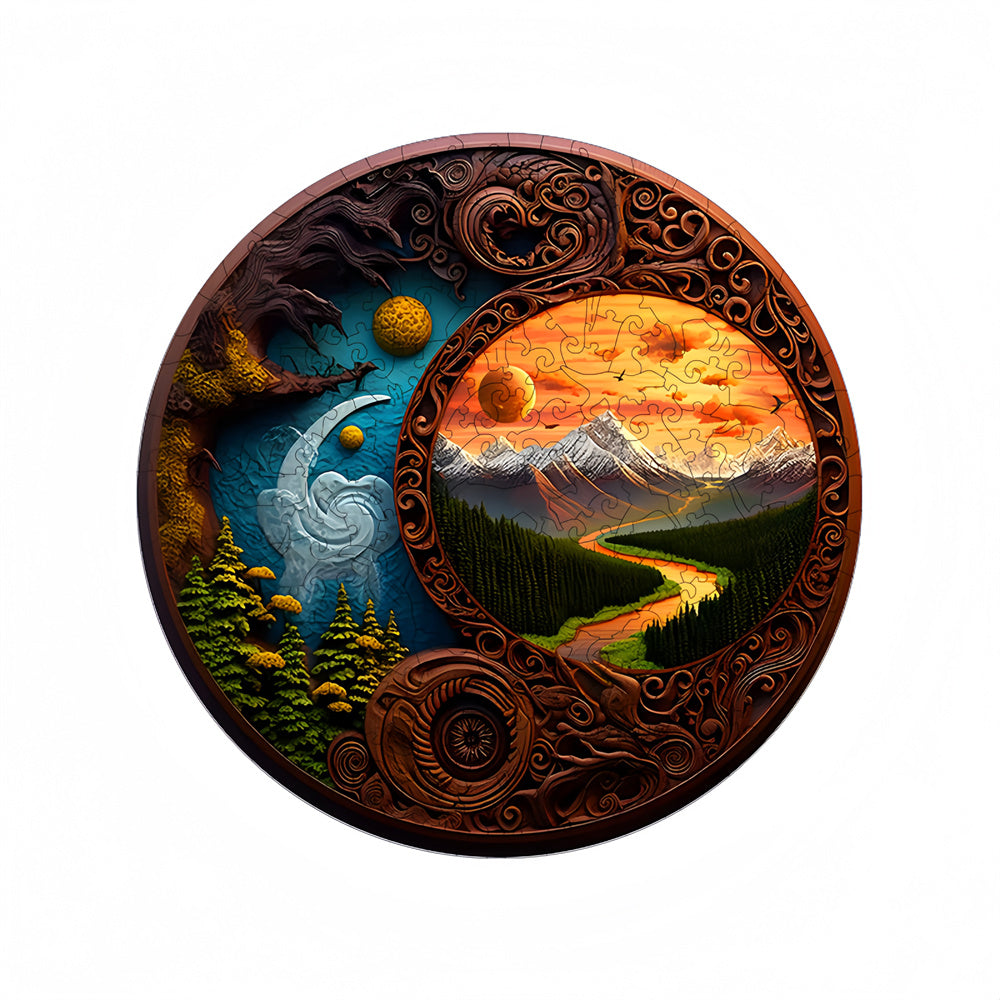 Yin Yang Mountains Rivers Sun Moon Jigsaw Puzzles