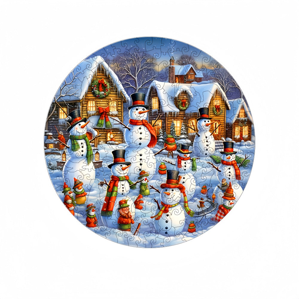 Christmas Snowman Fun Wooden Jigsaw Puzzle