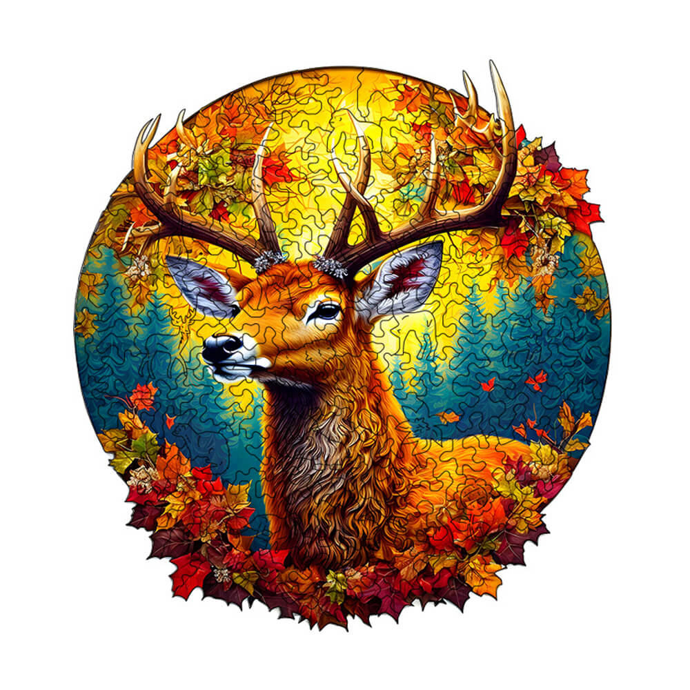 Maple Leaf Elk Wooden Jigsaw Puzzle