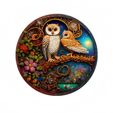 Owl Couple Fun Wooden Jigsaw Puzzle