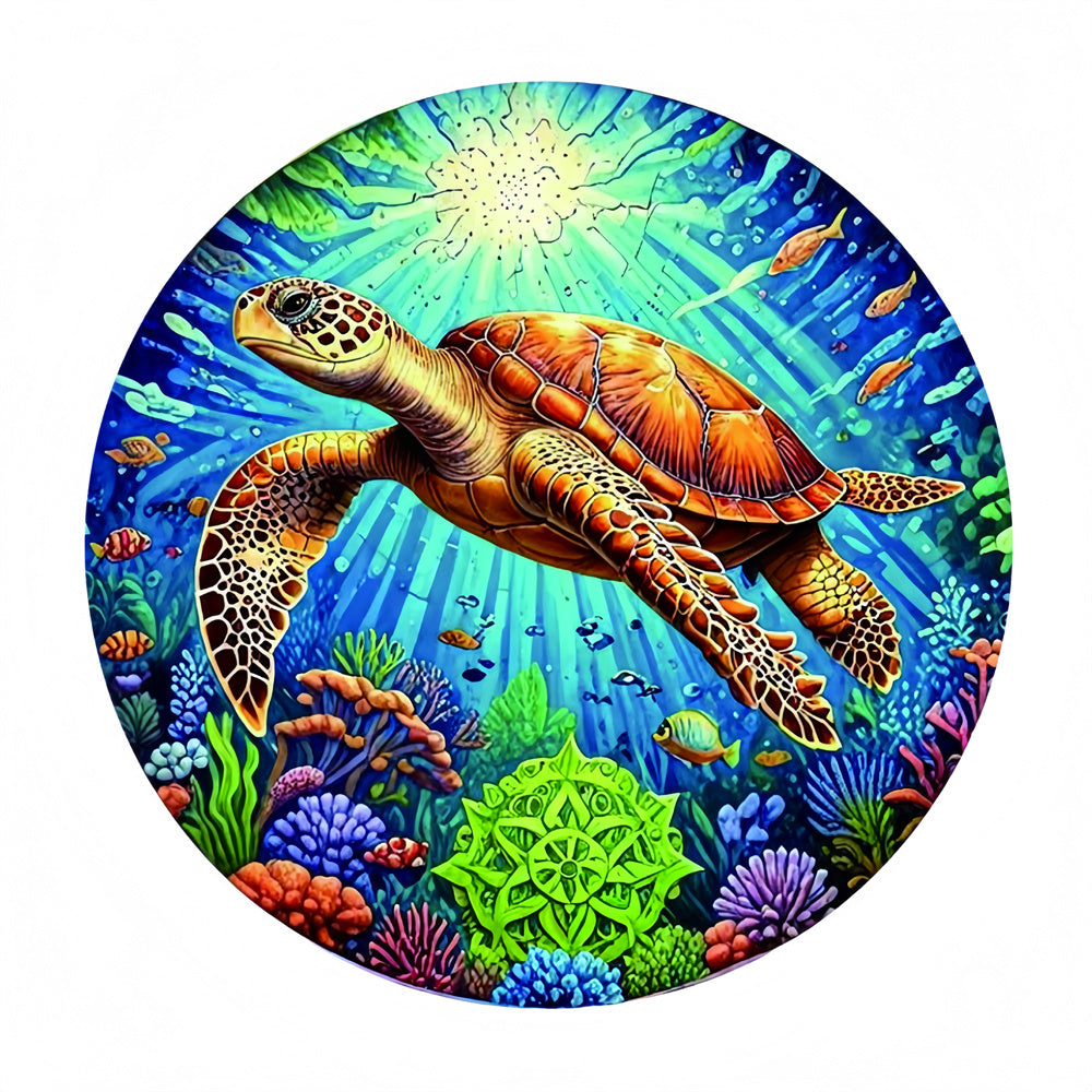 Animal Shaped Wooden Jigsaw Puzzles Sea Turtle Ocean