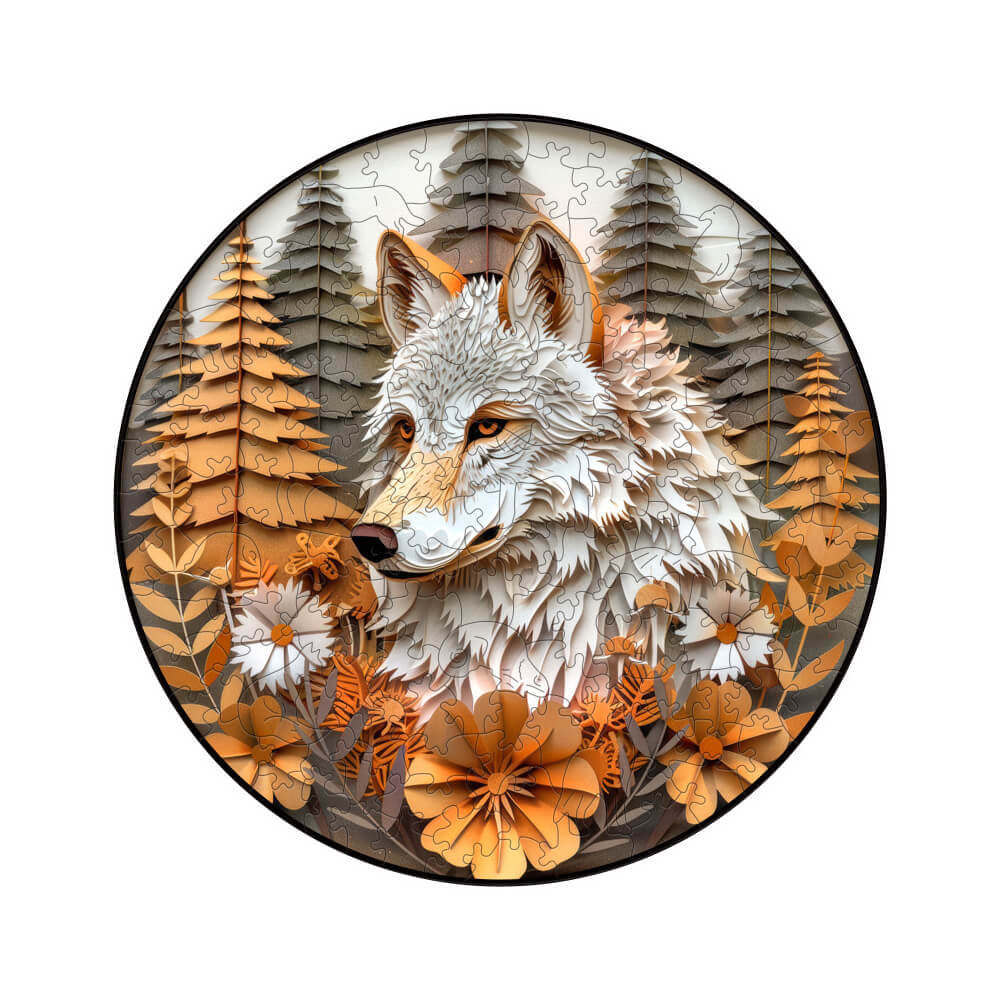 3D Visual Effect wolf king wooden puzzle