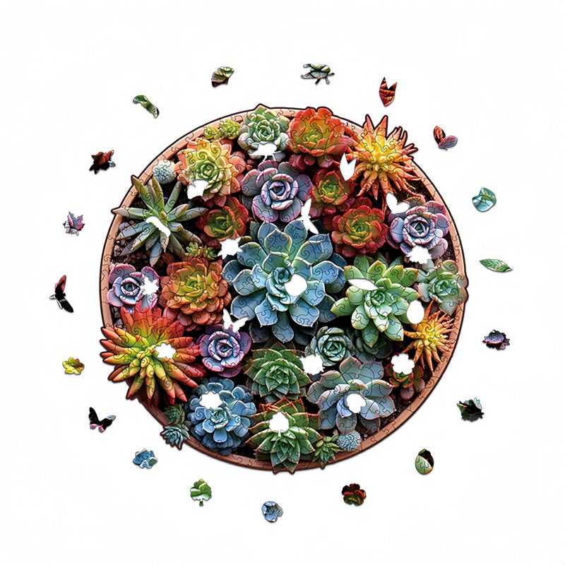 Wooden Puzzles for Adults - Succulent Plants Wooden Puzzle