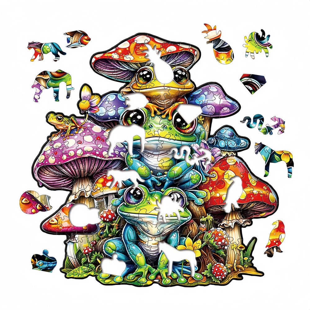 Frog Family Wooden Jigsaw Puzzle