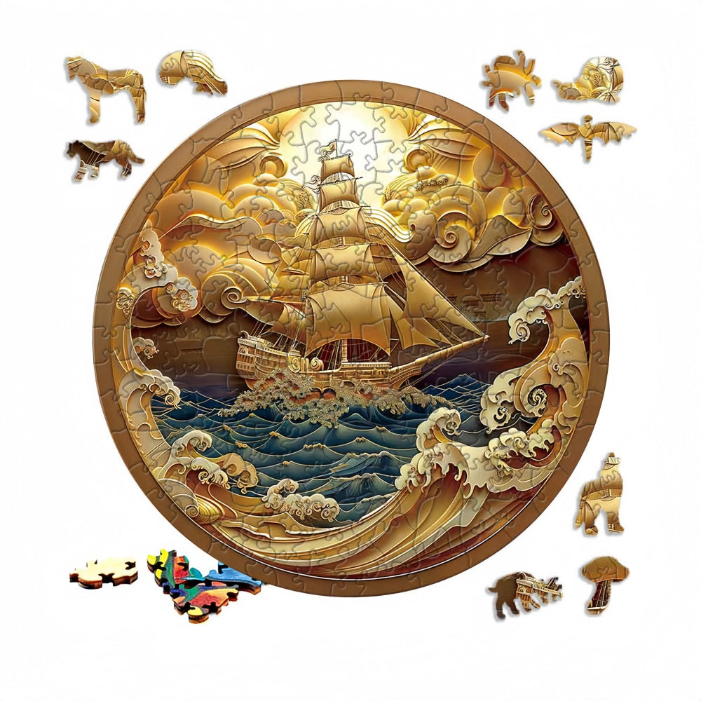 Sailing Boat On The Sea-Adult Fun Wooden Puzzle