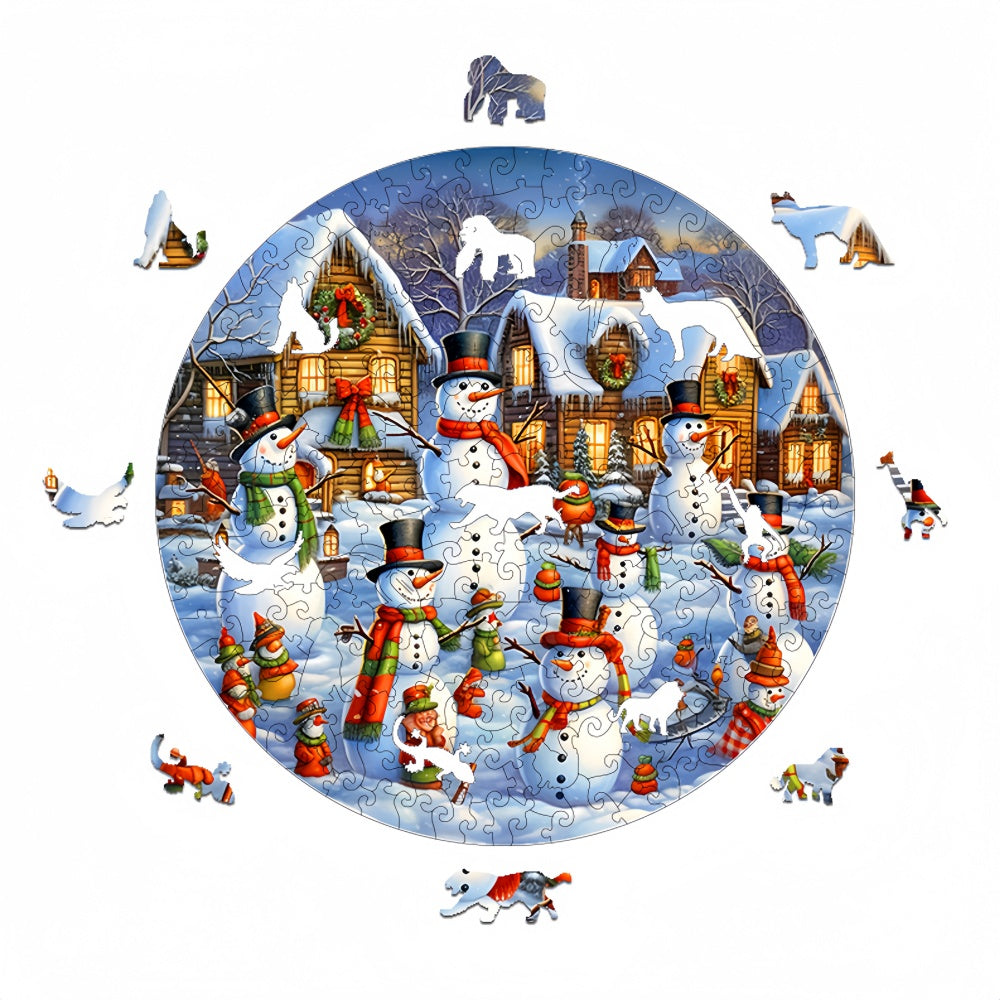 Christmas Snowman Fun Wooden Jigsaw Puzzle