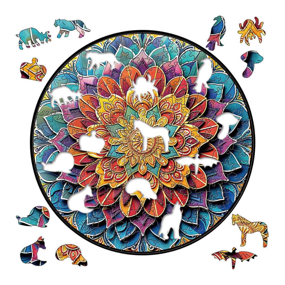 Mandala Wooden Jigsaw Puzzles for Adults - Unique Holiday Gifts