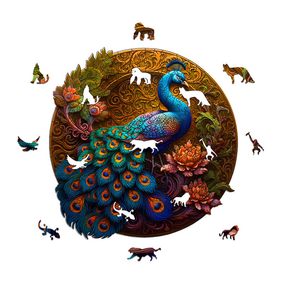 Peacock Fun Wooden Jigsaw Puzzle