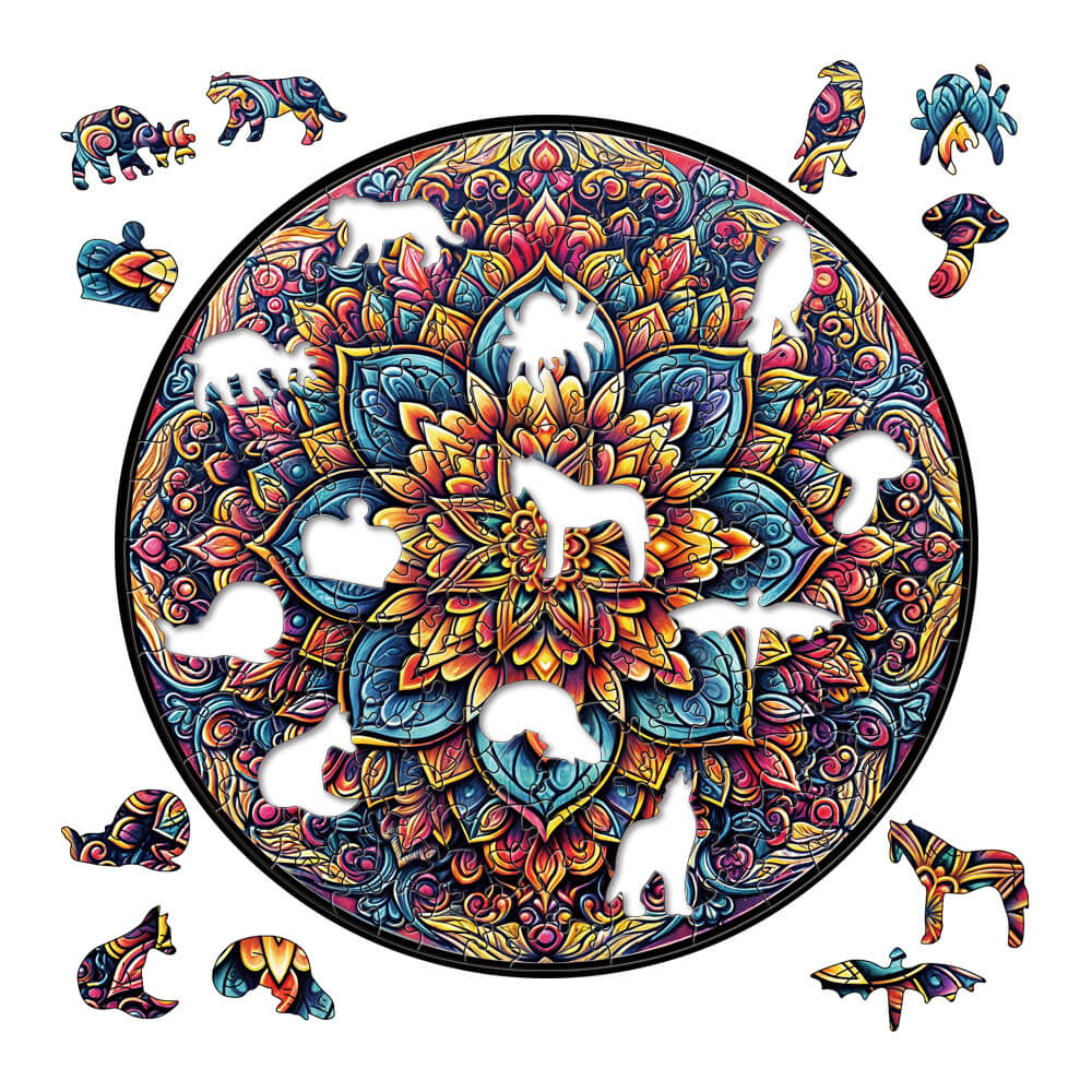 Mandala Wooden Jigsaw Puzzle - Unique Holiday Gift