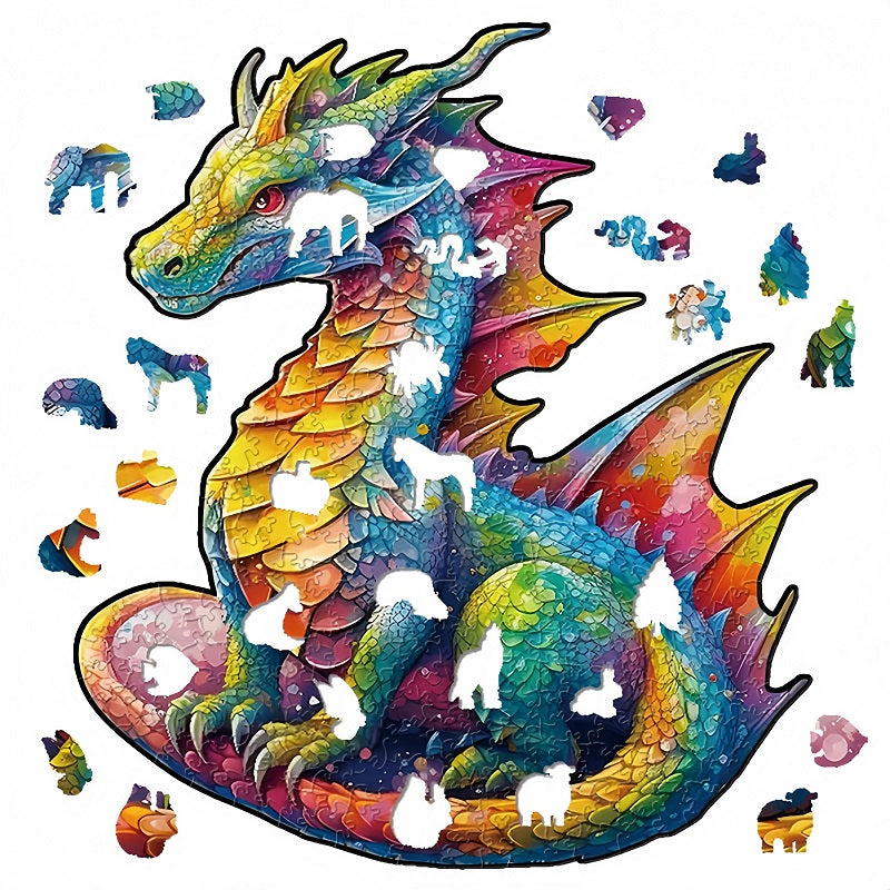 Wooden Jigsaw Puzzles, Unique Shape Dragon Puzzle