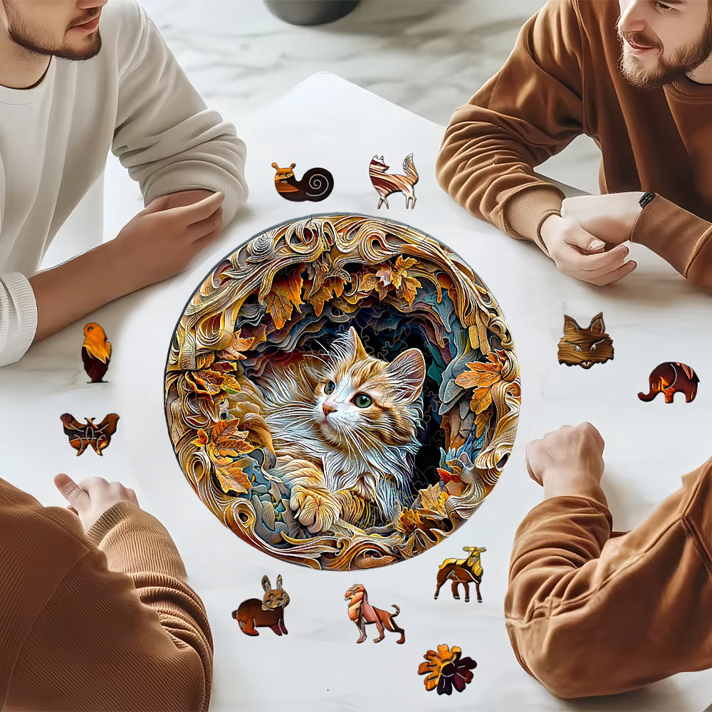 Wooden Puzzle for Adults-3D Visual Effect Cat Wooden Puzzle