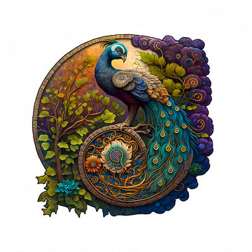 Yin Yang Peacock Leaf Jigsaw Puzzles for Adults