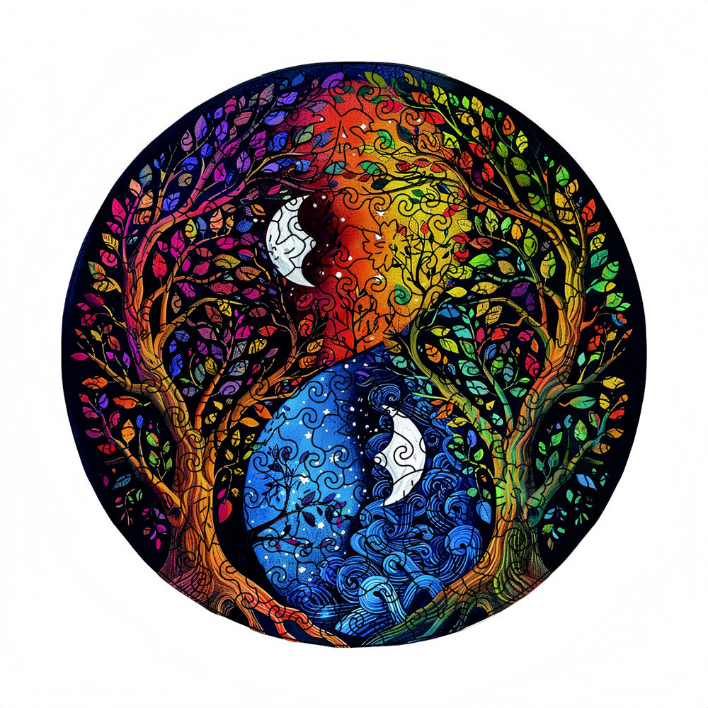 Yin Yang Tree Wooden Jigsaw Puzzles for Adults