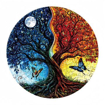 Yin Yang Butterflies & Trees Wooden Jigsaw Puzzles