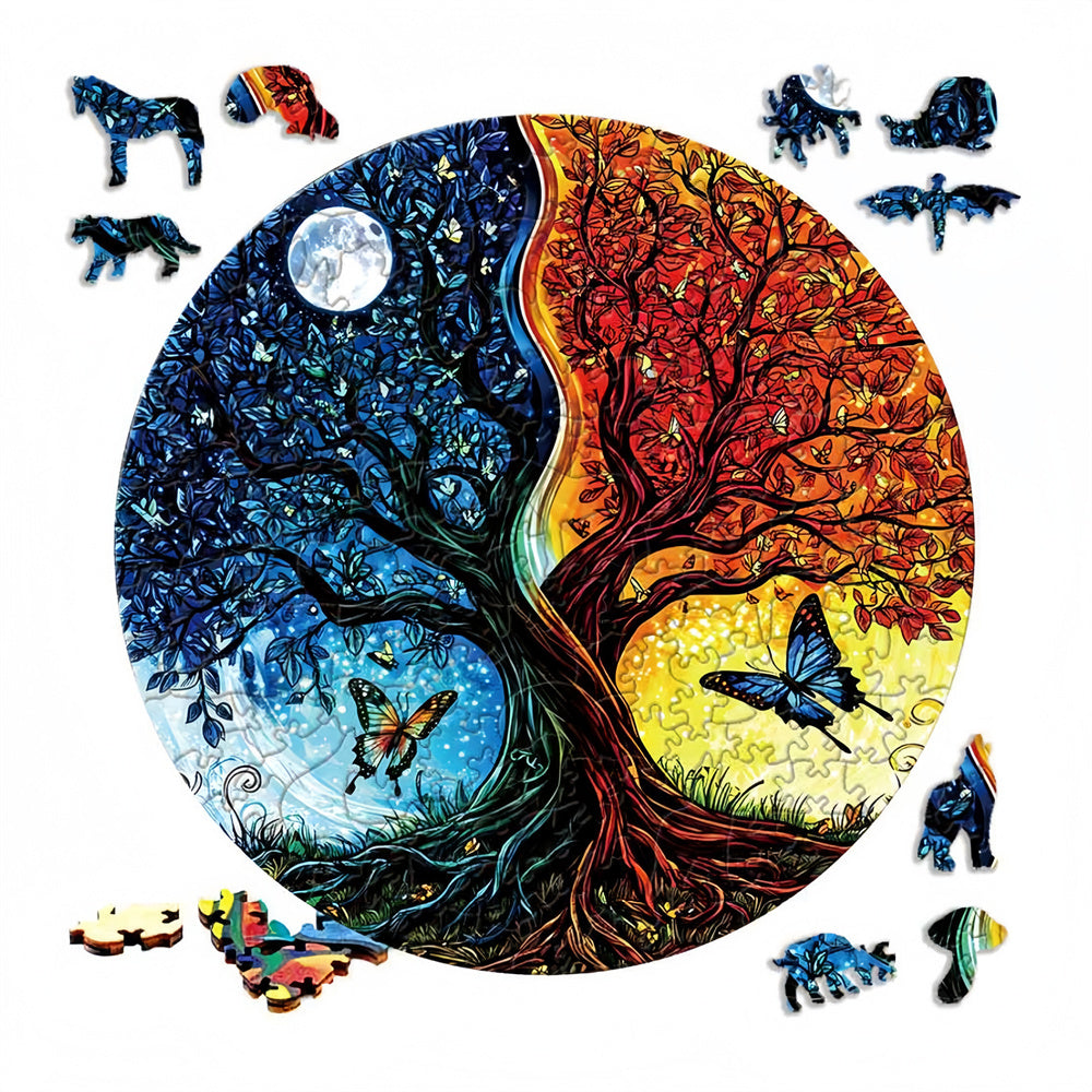 Yin Yang Butterflies & Trees Wooden Jigsaw Puzzles