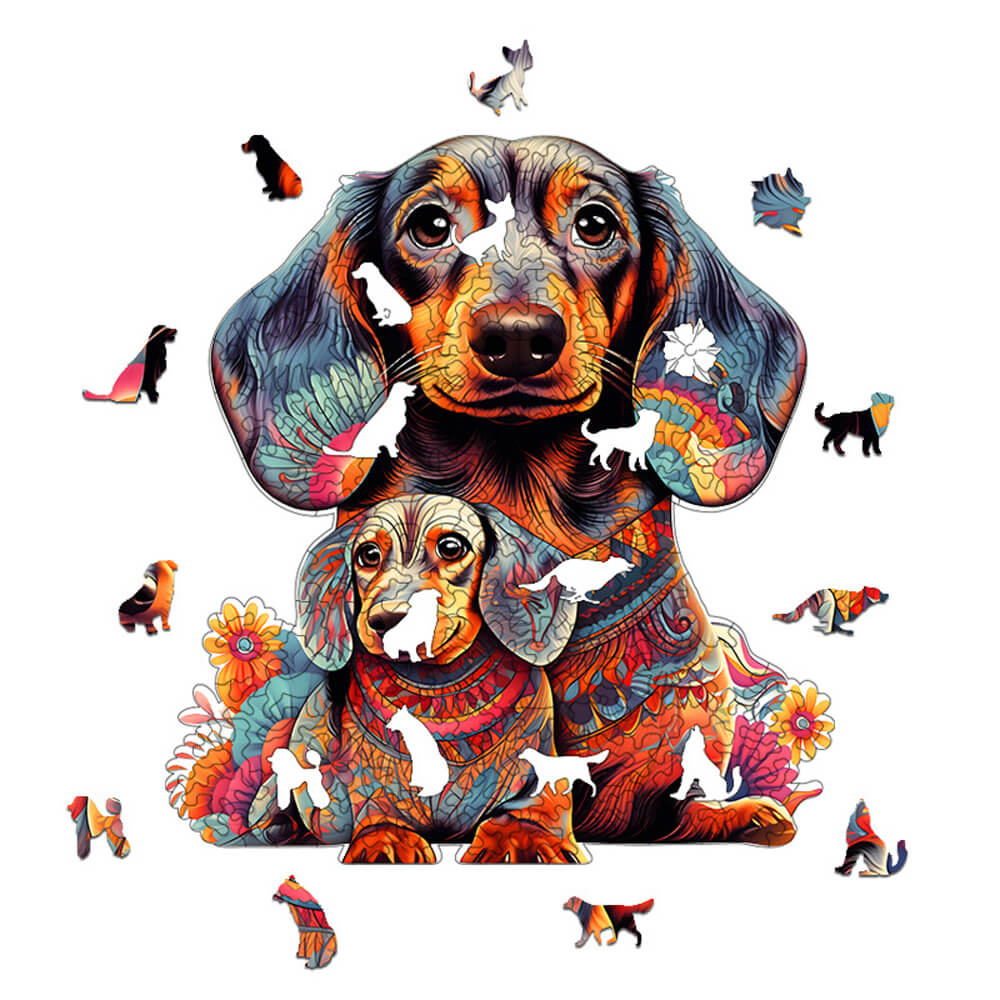 Dachshund Family Wooden Jigsaw Puzzle