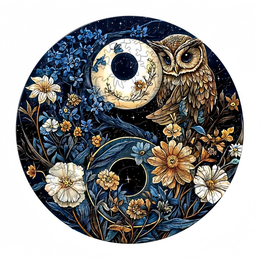 Yin Yang Owl Jigsaw Puzzles for Adults Round