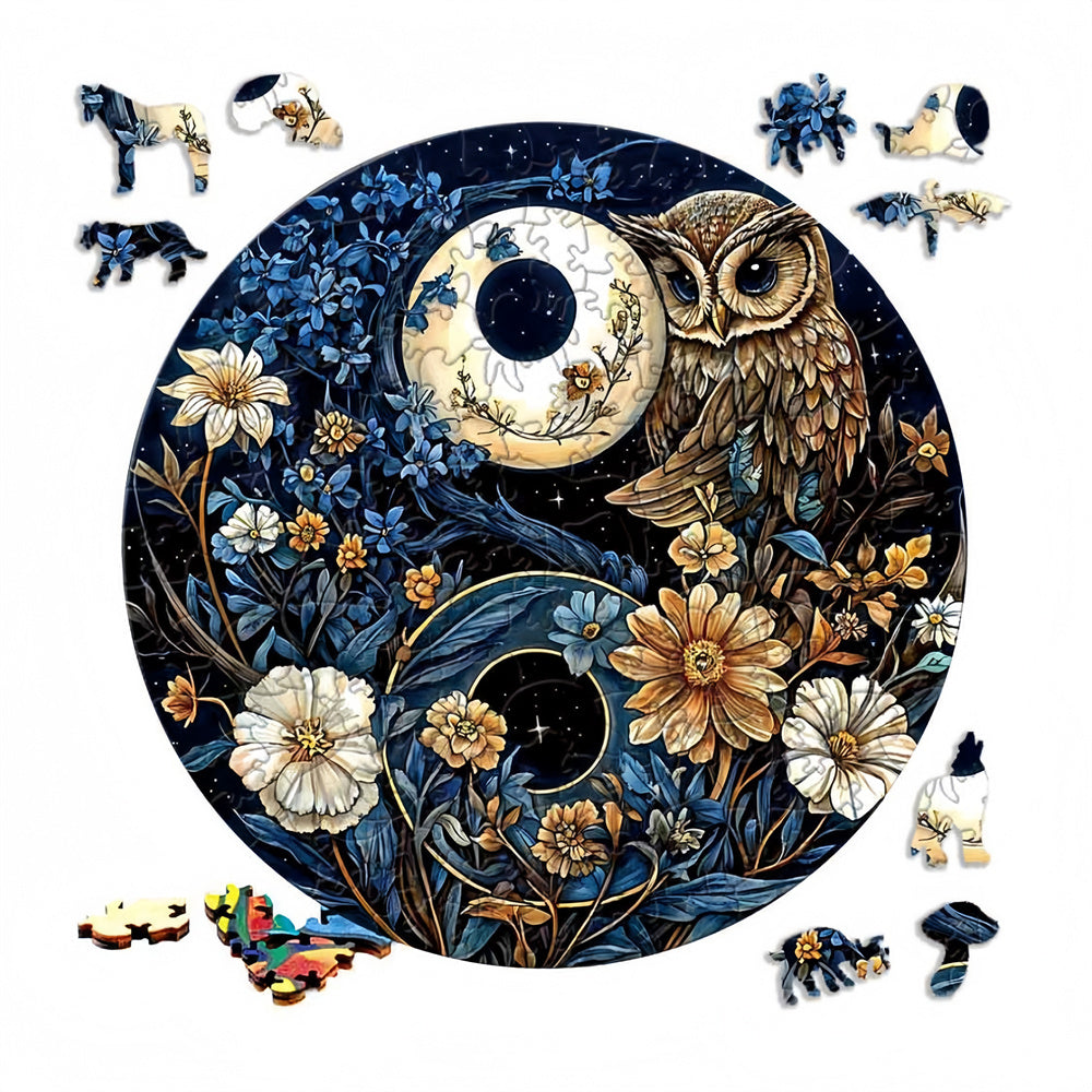 Yin Yang Owl Jigsaw Puzzles for Adults Round