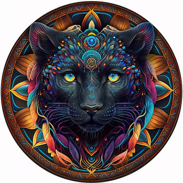 Mandala Style Black Cat Wooden Jigsaw Puzzles for Adults