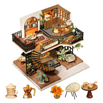 Forest Tea Shop - DIY Dollhouse Kit, 3D Wooden Puzzle