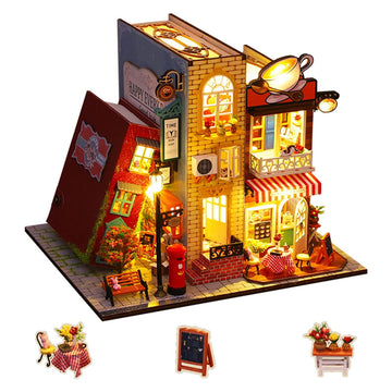 Inside & Outside the Book - DIY Dollhouse Kit, 3D Wooden Puzzle