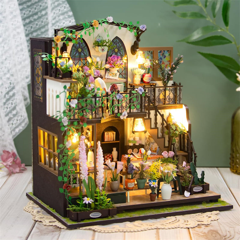 Darcy Flower House - DIY Dollhouse Kit, 3D Wooden Puzzle