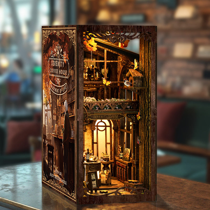 Serenity Coffee House - Book Nook Kit, DIY 3D Wooden Puzzle