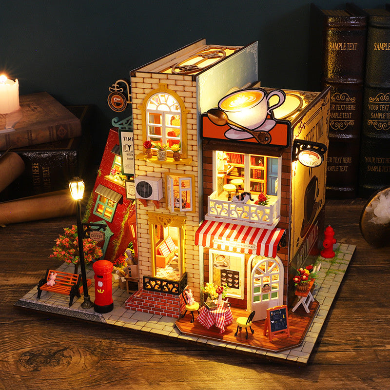 Inside & Outside the Book - DIY Dollhouse Kit, 3D Wooden Puzzle