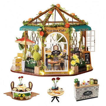 Garden Coffee - DIY Dollhouse Kit, 3D Wooden Puzzle