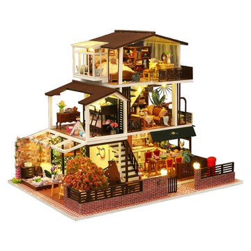 Romantic Open Courtyard - DIY Dollhouse Kit, 3D Wooden Puzzle