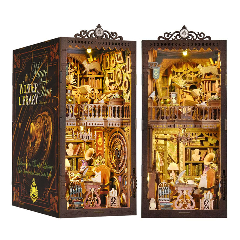 Magic Time Library - Book Nook Kit, DIY 3D Wooden Puzzle